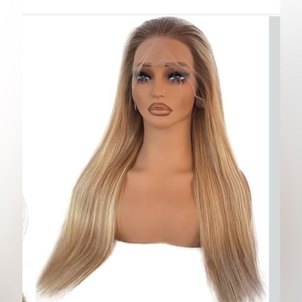 Beautiful Dimentional Blond Remy Human hair wig 28” 180 density 13x4 HD lace